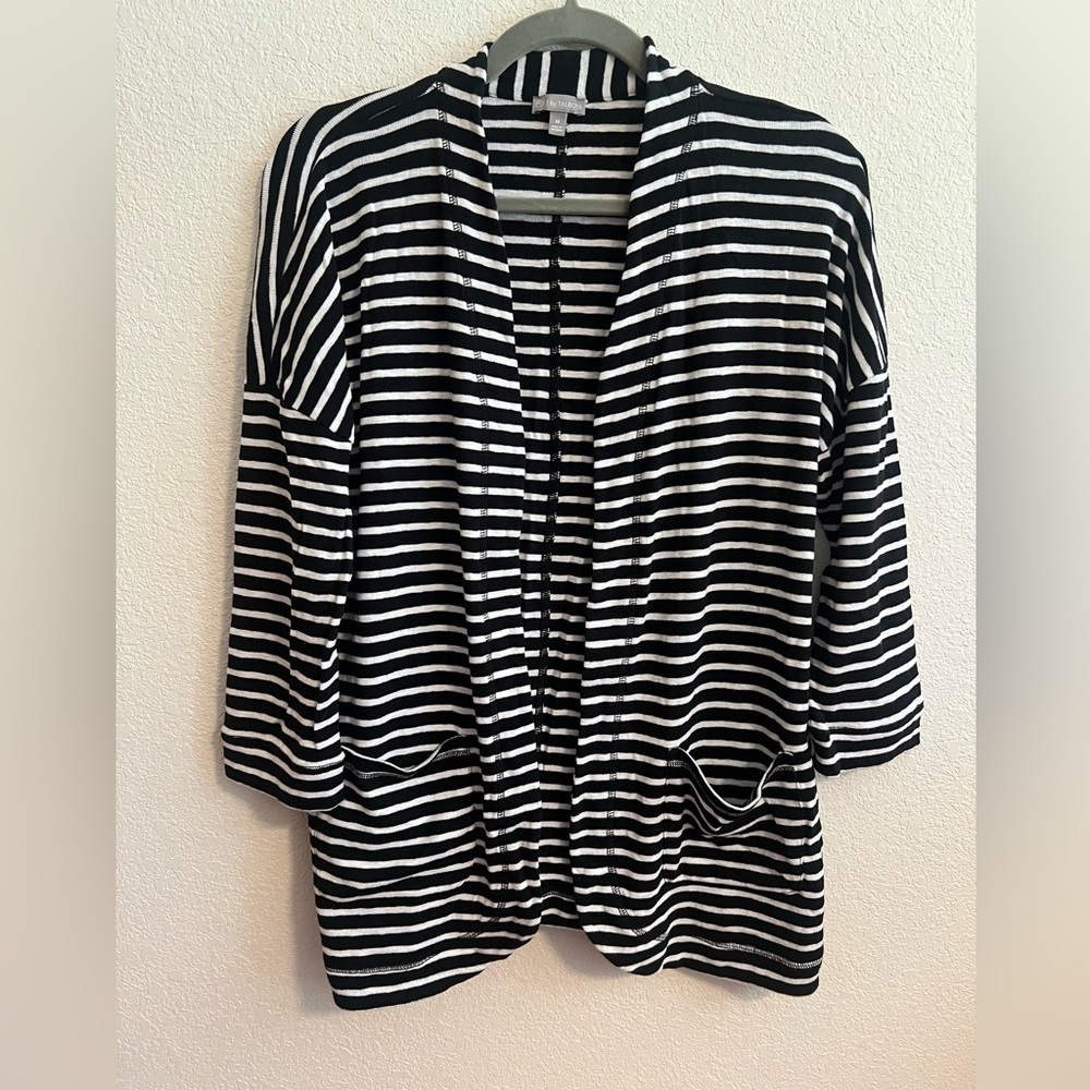 Talbots Black and White Stripe Cardigan Size Medium